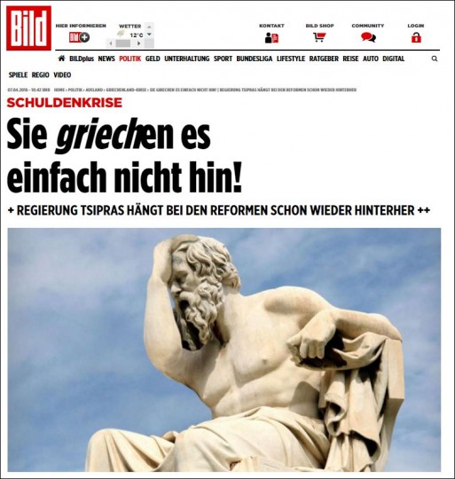 Η Bild προκαλεί και πάλι με το άγαλμα του Σωκράτη…