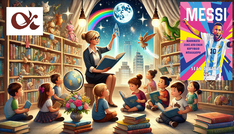 «MESSI – Μαθήματα ζωής από έναν κορυφαίο μπαλαδόρο» του  Sean Deveney, στην προθήκη της αυλής μας